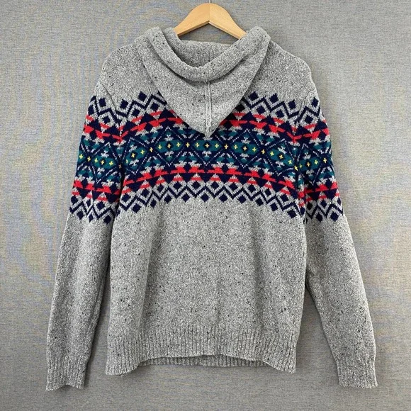 American Eagle Womens Fair Isle Hoodie Sweater Seriously Soft Size Medium - Picture 5 of 9